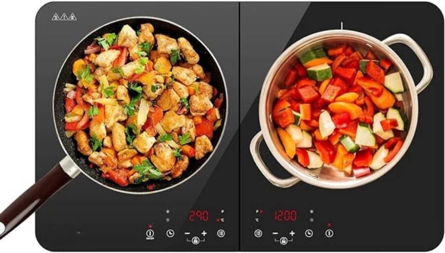 Gtb Elektrische Kookplaat 4 Pits Elektrische Fornuis Elektrische Kookplaat Vrijstaand 4 Kookzones Kinderslot Zwart 61cm x 37cm x 6cm