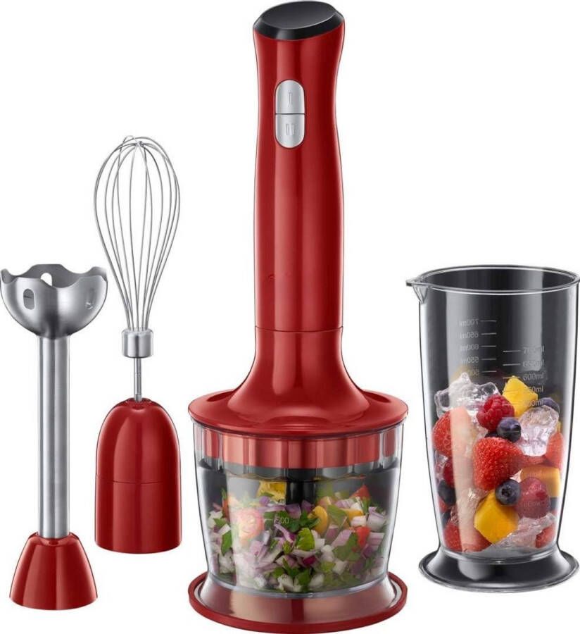 GTB Staafmixer Set Staafmixer Braun Staafmixer met Hakmolen Rood 26cm x 17cm x 25cm