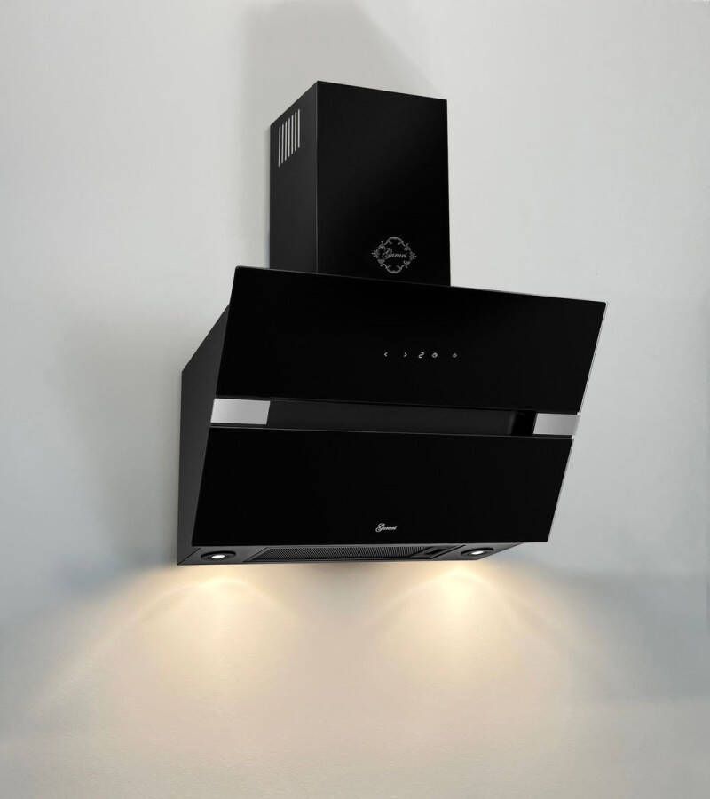 Gurari Diamant serie GCH 970 Bl 6 Diamant+Slang Afzuigkap 60 cm zwart glas 850 m³ h 2 x randafzuiging