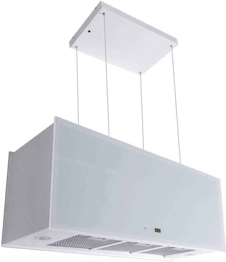 Gurari eilandluik GCH I 333 90 WH PRIME N+Koolfilter Afzuigkap 90cm plafondluik 1000m³ h glas wit
