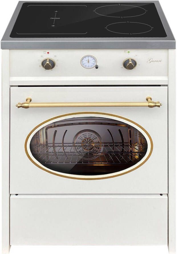 Gurari Fornuis GCH E 612 Cr r Retro Inductie 60 cm Retro Range Coocker 60 L Crème 4 kookzones met booster (2 kookzones + 1 flexzone)