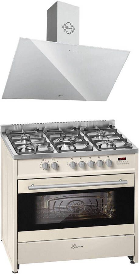 Gurari gasfornuis afzuigkap elektrisch gasfornuis 90 cm 121L GCH E 911 Cr + GCH 286 WH 9 Prime N afzuigkap 90cm