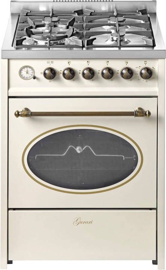 Gurari Gasfornuis GCH G 614 CR Range Cooker 60 cm aardgas Fl.Gas 4 Kw WOK Gas grill Range Cooker Lade met schuif Bediening op gas Spit. Aardgas propaangas