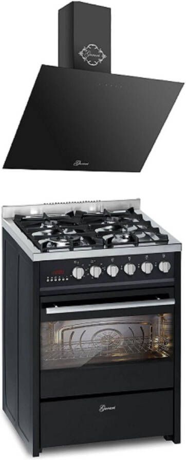Gurari GCH E 610 BL gasfornuis vrijstaand 60 cm+GCH D 286 BL Prime Afzuigkap 60 cm
