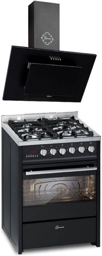 Gurari GCH E 610 BL gasfornuis vrijstaand 60 cm+GCH S 211 60 BL N Afzuigkap 60cm