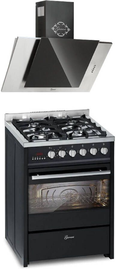 Gurari GCH E 610 BL gasfornuis vrijstaand 60 cm+GCH S 482 60 IS Afzuigkap 60cm