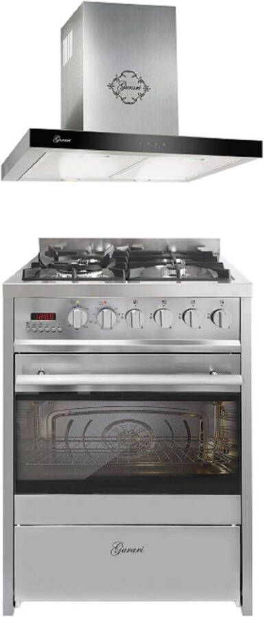 Gurari GCH E 610 X gasfornuis vrijstaand 60 cm+GCH 462 IS 6 Prime Afzuigkap 60 cm