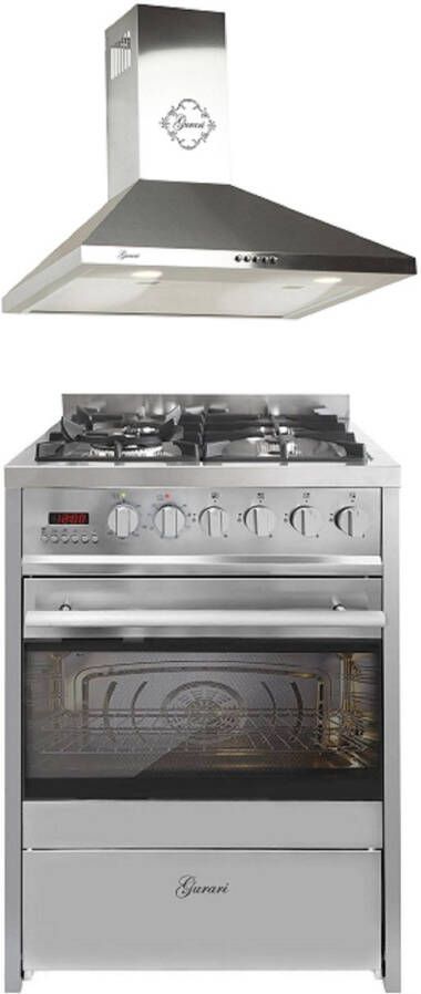 Gurari GCH E 610 X gasfornuis vrijstaand 60 cm+GCH C 147 IS 60 Afzuigkap 60 cm