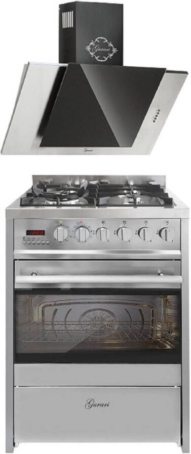 Gurari GCH E 610 X gasfornuis vrijstaand 60 cm+GCH S 482 60 IS Afzuigkap 60cm