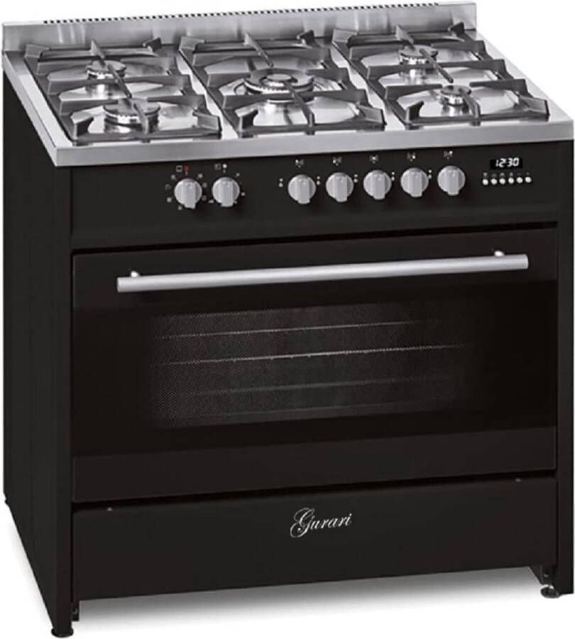 Gurari gasfornuis GCH E 911 BL elektrisch gasfornuis 90 cm Range Coocker 121L 8 functies hete lucht grill 5 krachtige branders 4 kw WOK natuurgas propaan gas