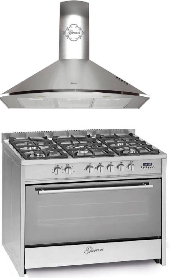 Gurari GCH E 911 X Gasfornuis 90 cm Reiscooktoestel 121L+Afzuigkap GCH C 046 IS 9 90 cm