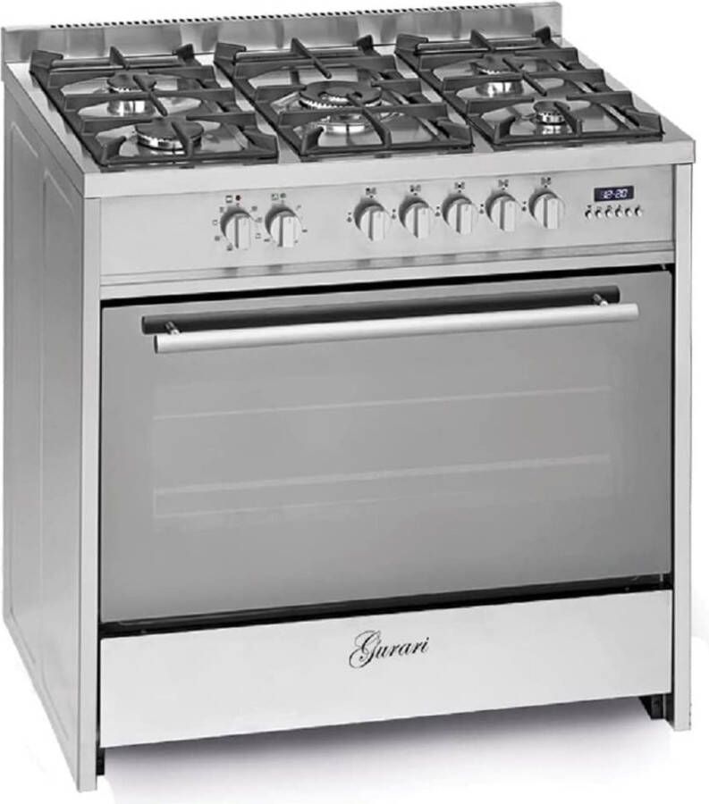 Gurari GCH E 911 X Gasfornuis 90 cm Reiscooktoestel 121L 8 functies Hot Air Gril 5 hoogwaardige branders 4 kw WOK Natuurgas Propaangas