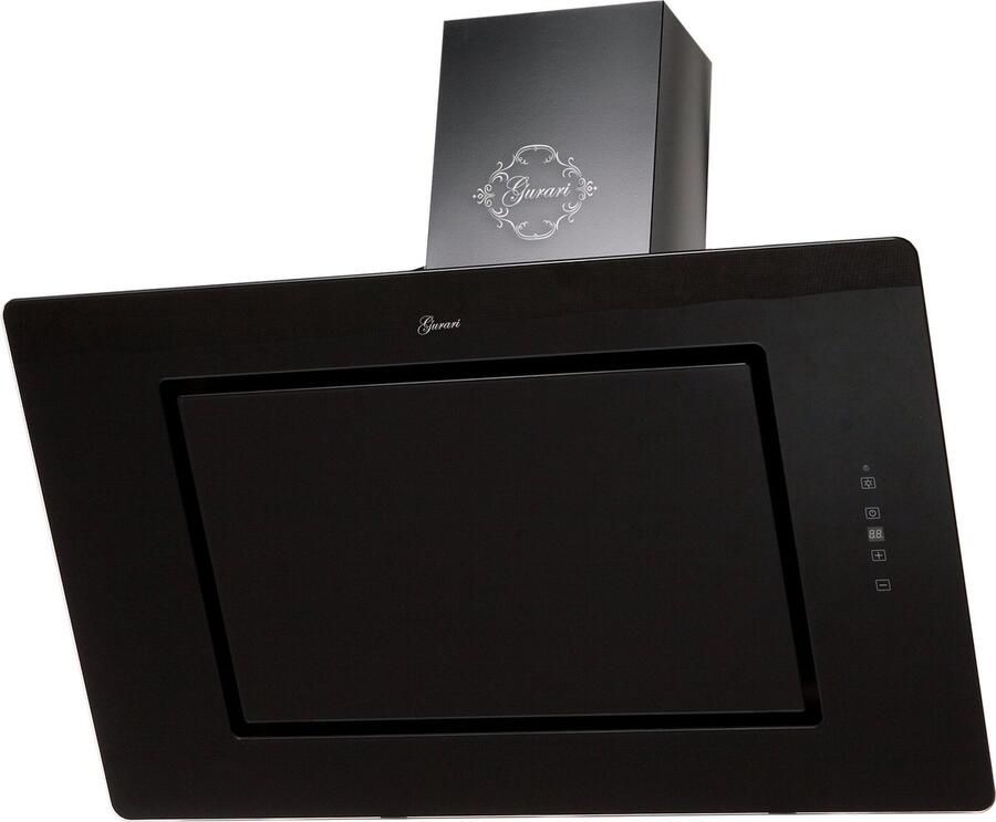 Gurari Reikwijdte Afzuigkap GCH S 155 BL 90 Prime afzuigkap 90 cm zwart glas 1000m³ h 4 niveaus wandafzuigkap