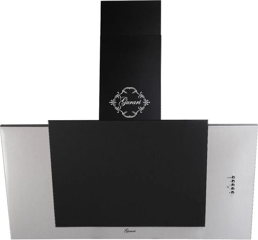 Gurari wandafzuigkap GCH S 482 60 IS afzuigkap 60cm 1000 m³ h roestvrij staal zwart glas