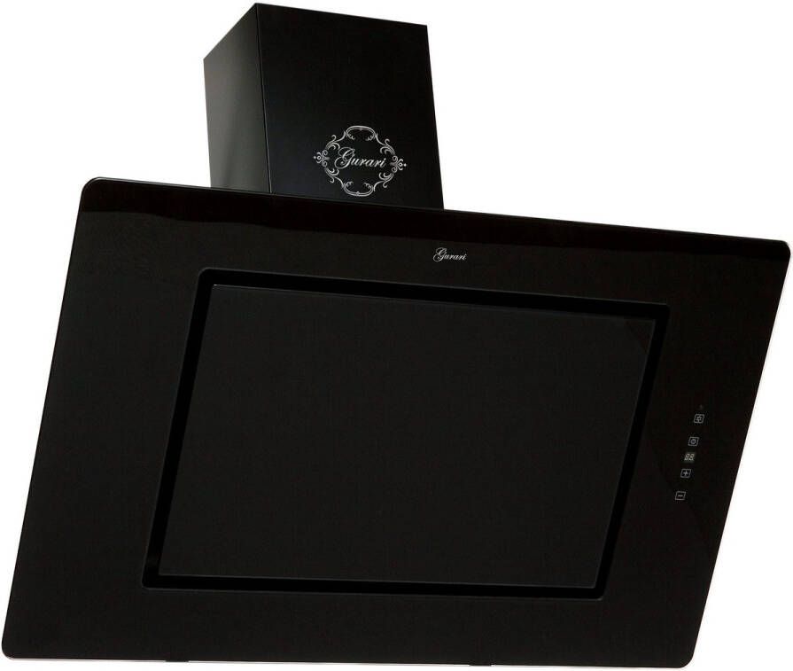 Gurari Reikwijdte Afzuigkap GCH S 155 BL 90 Prime+Koolfilter Afzuigkap 90 cm zwart glas 1000m³ h 4 niveaus Wandafzuigkap