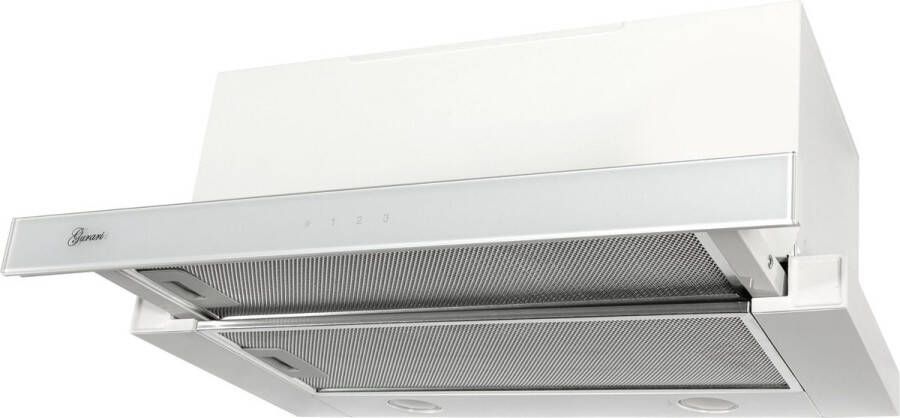 Gurari vlakschermkap GCH 117 Wh Prime Line+Koolfilter Afzuigkap 60 cm wit glas 1000m³ h afstandsbediening