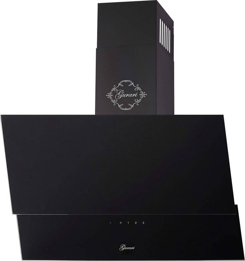 Gurari Waaiermondstuk GCH D 268 BL 8 PRIME N afzuigkap 80cm Zwart glas Wandmondstuk 1000m³ h
