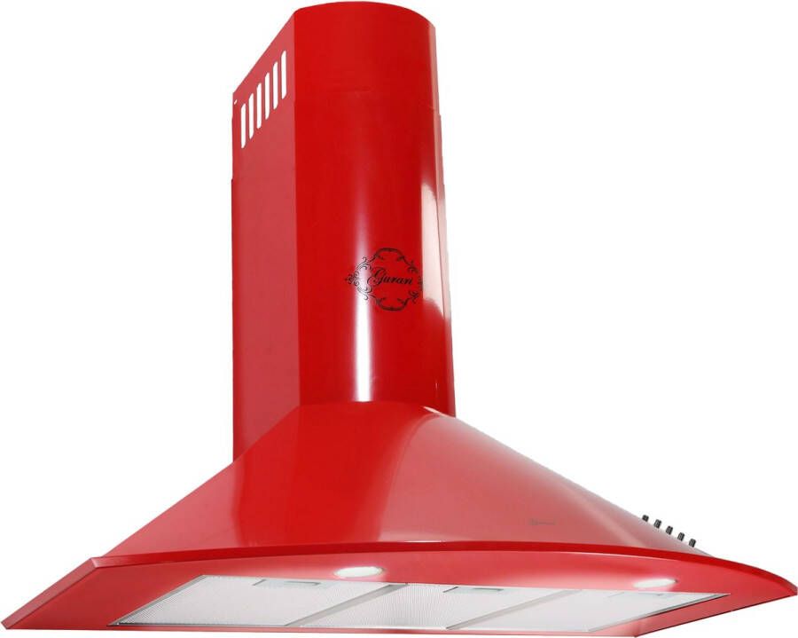 Gurari wandafzuigkap afzuigkap GCH C 046 RD 9 N+Koolfilter 90 cm rood krachtige afzuiging 1000 m³ u 3 niveaus