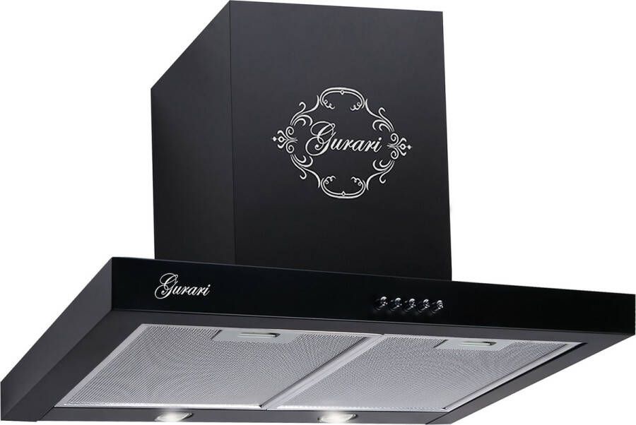 Gurari Wandafzuigkap GCH F 461 BL 6 N+Koolfilter Afzuigkap 60 cm in zwart 1000m³ h