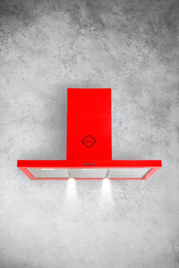 Gurari wandafzuigkap GCH F 461 RD 9 N afzuigkap 90 cm in rood 1000m³ h afzuigkap 3 niveaus