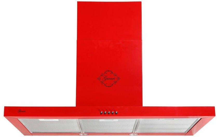 Gurari Wandafzuigkap GCH F 461 RD 9 N+Koolfilter Afzuigkap 90 cm in rood 1000m³ h Afzuigkap 3 niveaus