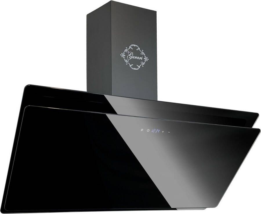 Gurari Wandafzuigkap GCH S 411 90 BL PRIME N+Koolfilter Afzuigkap 90 cm zwart glas 1000m³ h