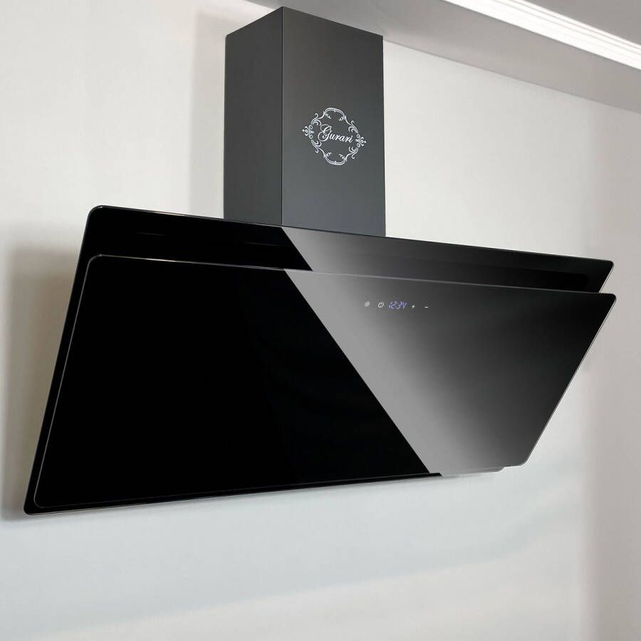 Gurari Wandafzuigkap GCH S 411 90 BL PRIME N+Slang Afzuigkap 90 cm zwart glas 1000m³ h