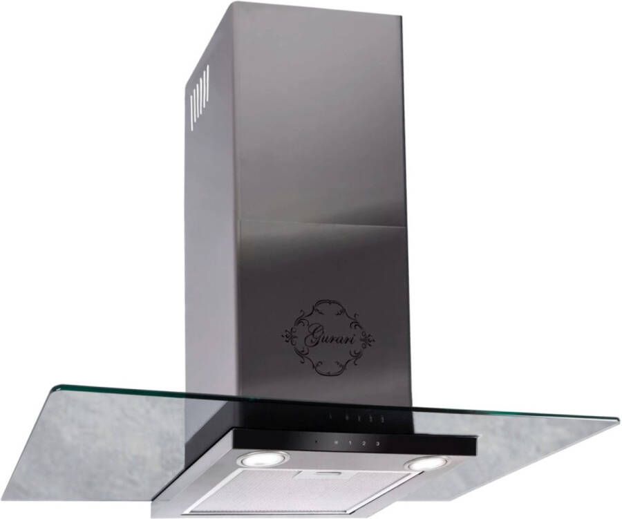 Gurari Wandafzuigkap GCH T 466 IS 90 BL PRIME+Koolfilter Afzuigkap 90 cm 1000m³ h Wandafzuigkap in roestvrij staal glas