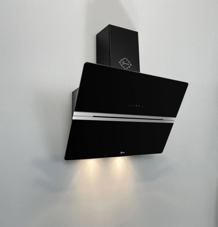 Gurari wanddeksel Diamant serie GCH 971 BL 80 Diamant+Koolfilter Afzuigkap 80 cm zwart glas 850 m³ h hoofdbereik motorkap