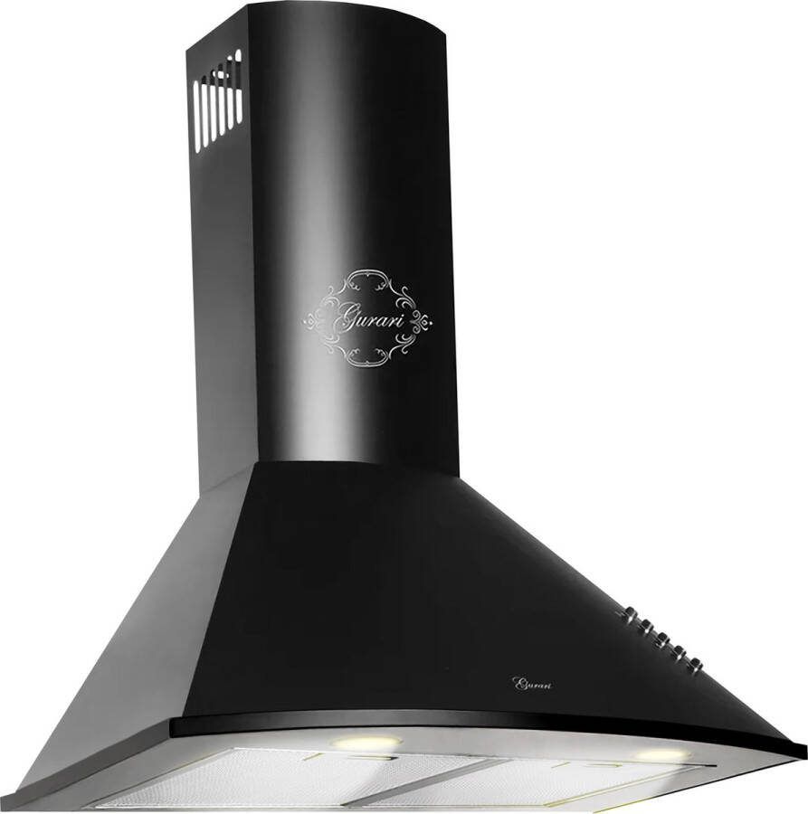 Gurari wandkap GCH 046 BL 6 N+Slang Afzuigkap 60 cm zwart krachtige afzuiging 1000m³ h 3 niveaus