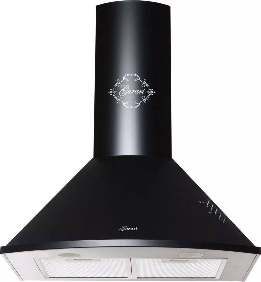 Gurari wandkap GCH 046 BL 6e afzuigkap 60 cm zwart krachtige afzuiging 1000m³ h 3 niveaus