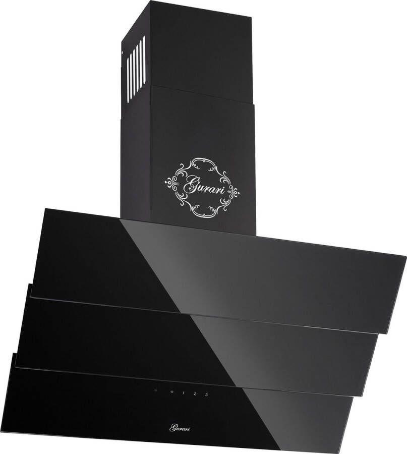 Gurari Waskap GCH 267 Bl 6 Prime N+Koolfilter Afzuigkap 60 cm Wandkap Zwart glas 1000m³ h