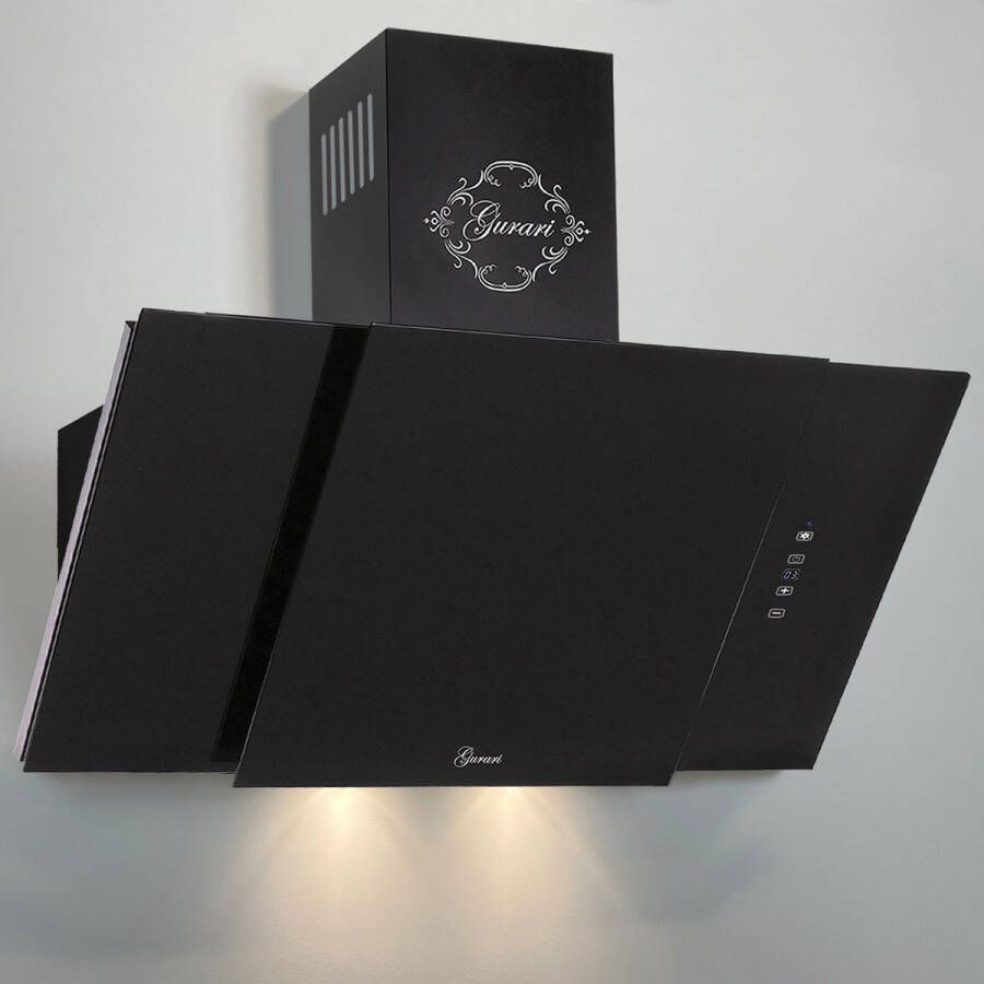 Gurari Waskap GCH S 171 90 BL PRIME N+Slang Afzuigkap 90 cm Wandkap Zwart glas 1000m³ h