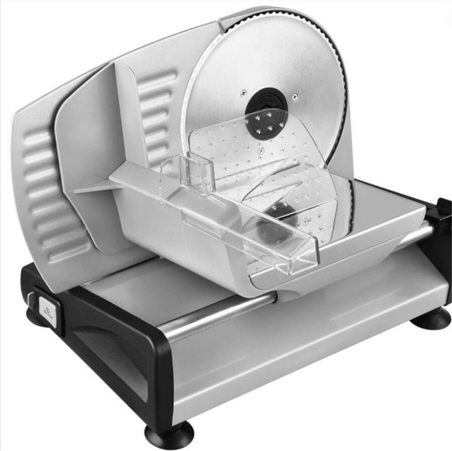 GUTEC Vleessnijmachine voor Thuis Snijmachine Allessnijder Ruimtebesparend Ontwerp Kaassnijmachine Met Aanpasbare Dikte Zilver