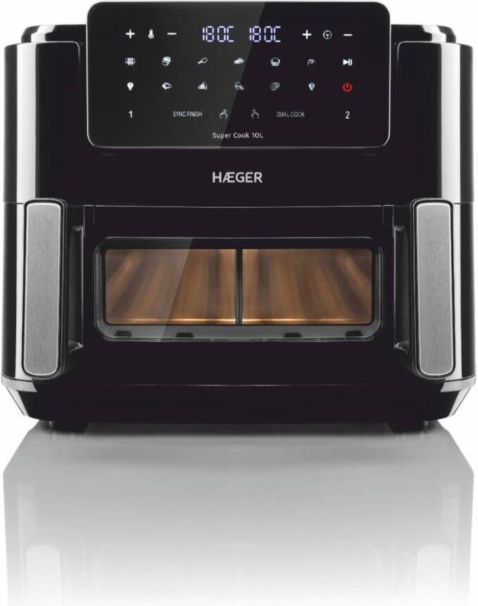 Haeger AF-D10.010A friteuse Dubbel 10 l Vrijstaand 2600 W Heteluchtfriteuse Zwart
