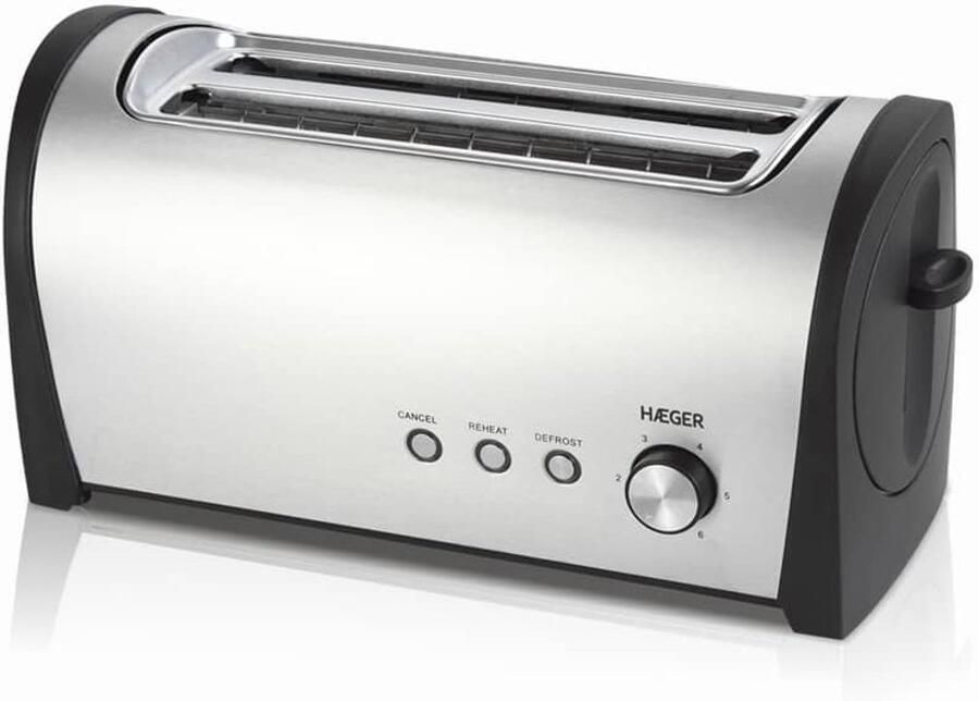 Haeger Desayuno Plus Broodrooster 1400W PFAS en BPA Vrij Toaster 6 Warmteniveaus