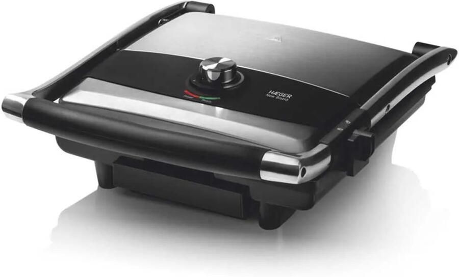 Haeger New Bistro Contactgrill 2000W XXL 27x30 cm Tosti Apparaat Grill Apparaat Tosti Ijzer Panini RVS