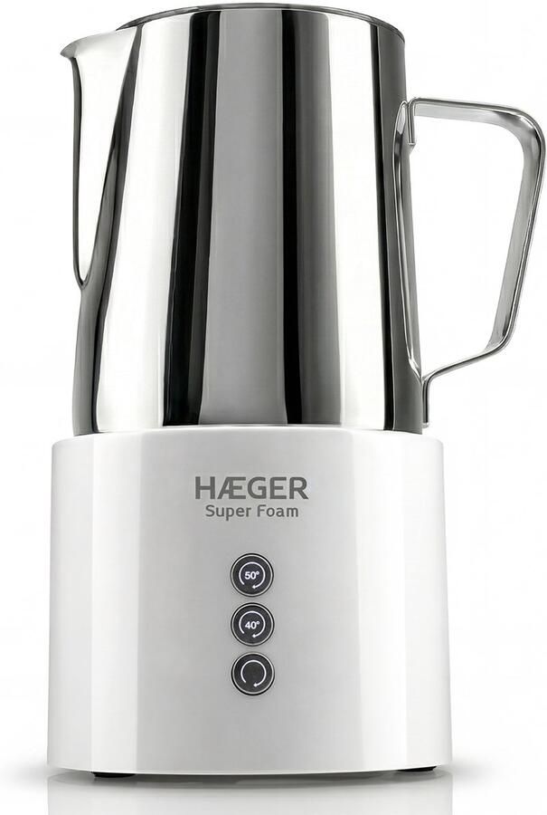 Haeger Super Foam Elektrische Melkopschuimer BPA- & PFAS-Vrij Warmhoudfunctie & Antikleeflaag 250 ml 600W Handige Melkschuimer Melkklopper Wit
