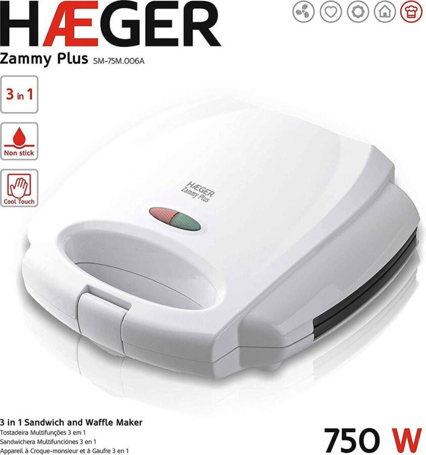 Haeger Tosti ijzer Grill Zammy 750W 750 W - Foto 2