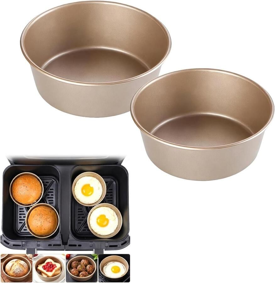 HAIJIYUNTU 2 stuks eiervormen voor heteluchtfriteuse 11 4 cm bakvorm voor airfryer ovenschalen voor heteluchtfriteuse koolstofstaal voor oven en magnetron mini ronde bakvormen voor hamburgers eieren