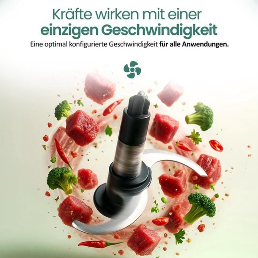Hakmolen met 500 ml inhoud van de container sterke 400 W DC-motor elektrische multifunctionele hakmolen 4 messen van roestvrij staal voor het fijnmaken van bijvoorbeeld vlees uien fruit en