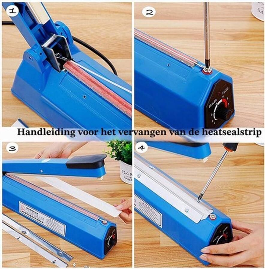 Handleiding voor Plastic PE PP Zakken Hitte Sluitmachine Met Extra Vervangen Element Grip (300mm Blauw)