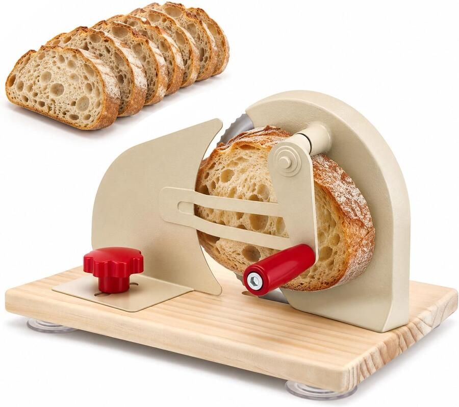 Handmatige Broodsnijder met Kom en Verstelbare Schijf Ideaal voor Brood Kaas en Groenten