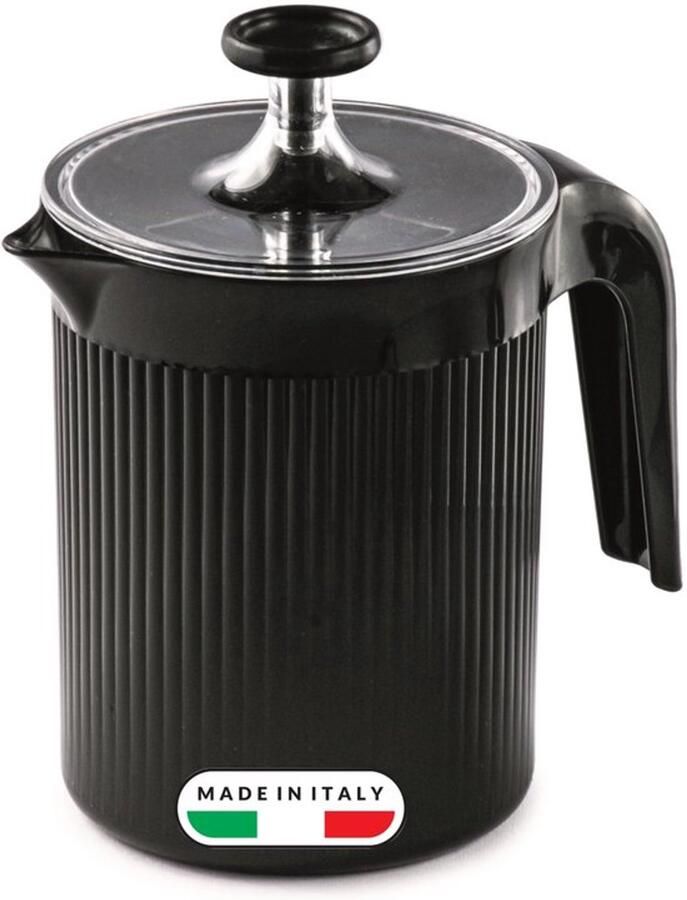 Handmatige Melkopschuimer van 0 5 l Zwart Made in Italy