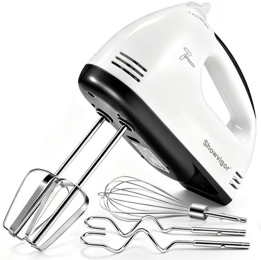 Handmixer Met 5 Roestvrijstalen Accessoires 300 W Vermogen Wit Roestvrij Staal Keuken Mixer