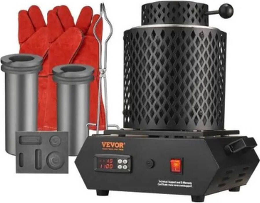 Hanimo Goud Smeltoven Goud Smelt Set Elektrische Oven Met Grafiet Smeltkroezen Voor Het Smelten Van Goud Zilver Aluminium Koper 1150° 1350W