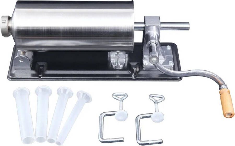 Hanimo Vleesmolen Pro5 Professionele Worstenvuller RVS Vleesmachine 4.8 liter Incl. 4 Vulpijpen Slager Catering Thuiskok