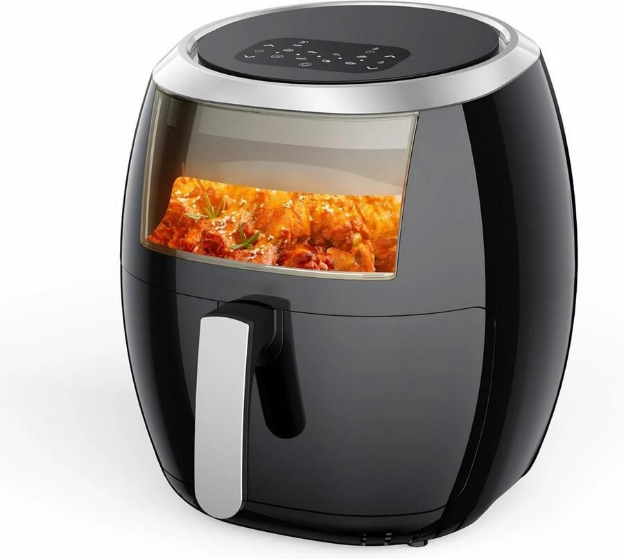 Happiq Airfryer 7 7L 1800W met Kijkvenster en 8 Programma's voor keuken en gezond koken 1800W met Kijkvenster en 8 Programma's Zwart Geel