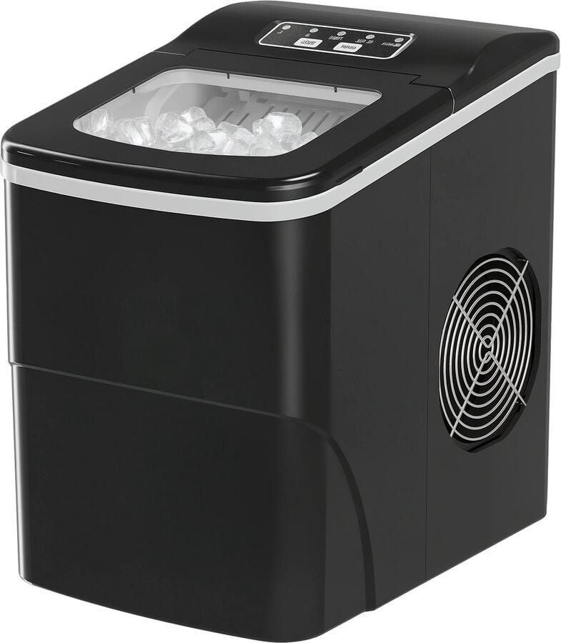 Happiq IJsblokjesmachine – PS Kunststof – 29 5 x 21 2 x 32 6 cm – Compacte Ice Cube Maker voor Thuis en Keuken – Zwart