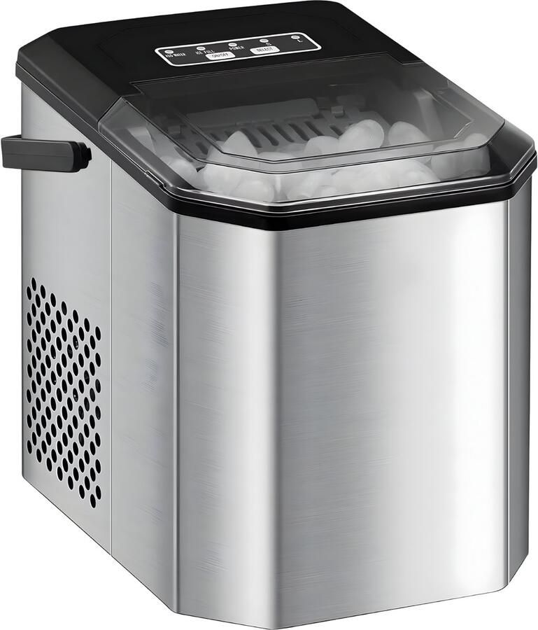 Happiq IJsmachine voor Aanrecht Voor Keuken Kantoor & Thuis Kogelvormig IJs tot 10.000 Stuks 12 kg per Dag Draagbaar Zilver-EU